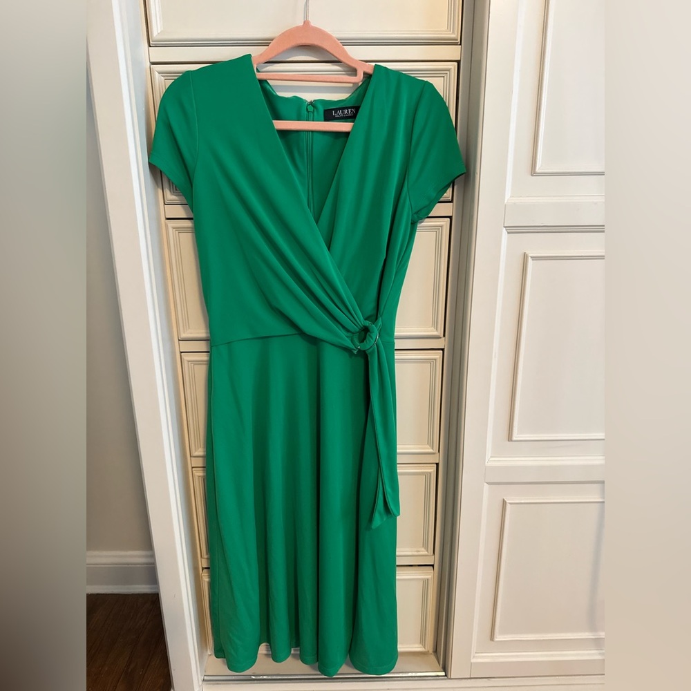 LAUREN RALPH LAUREN GREEN WRAP DRESS SIZE 2